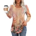 thumbnail image 2 of Tiqkatyck Womens Dressy Tops Womens Fall Tops Loose Fit Pleated Long Sleeve Shirts Casual Crewneck Blouse Plus Size Blouse Long Sleeve Shirts for Women Blouses for Women Dressy Casual Rose Gold M, 2 of 7