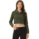 thumbnail image 1 of Chaqueta vaquera Allegra K recortada lavada con botones deshilachados Verde Oliva S, 1 of 6