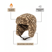 Winter Faux Fur Trapper Hat – Aviator Trooper Ski Hat with Animal Design, Warm Ear Flap Hat for Men Women Kids – Brown Cold Weather Hat