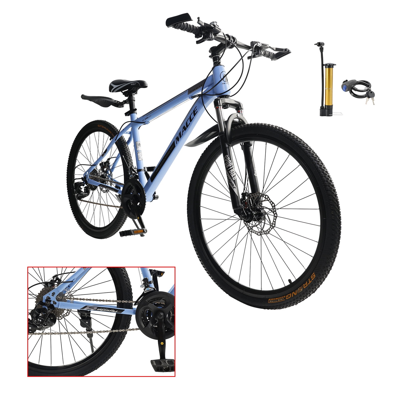 26" wheels 27 speed double disc brake mountain bike MTB for adults Blue