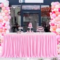 thumbnail image 3 of Pleated Table Skirt For Rectangle Table 9 Ft Ruffle Tutu Table Cloth For Wedding Baby Shower Birthday Party Banquet, 3 of 9