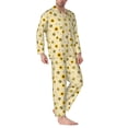 thumbnail image 2 of Yiaed Sunflowers Bee Print Men’s Pajamas Set - Long Sleeve Button Down Sleep Shirt and Pajama Bottoms Sleepwear Set Mens Pjs Sets Men's Pajama Bottoms-X-Large, 2 of 7