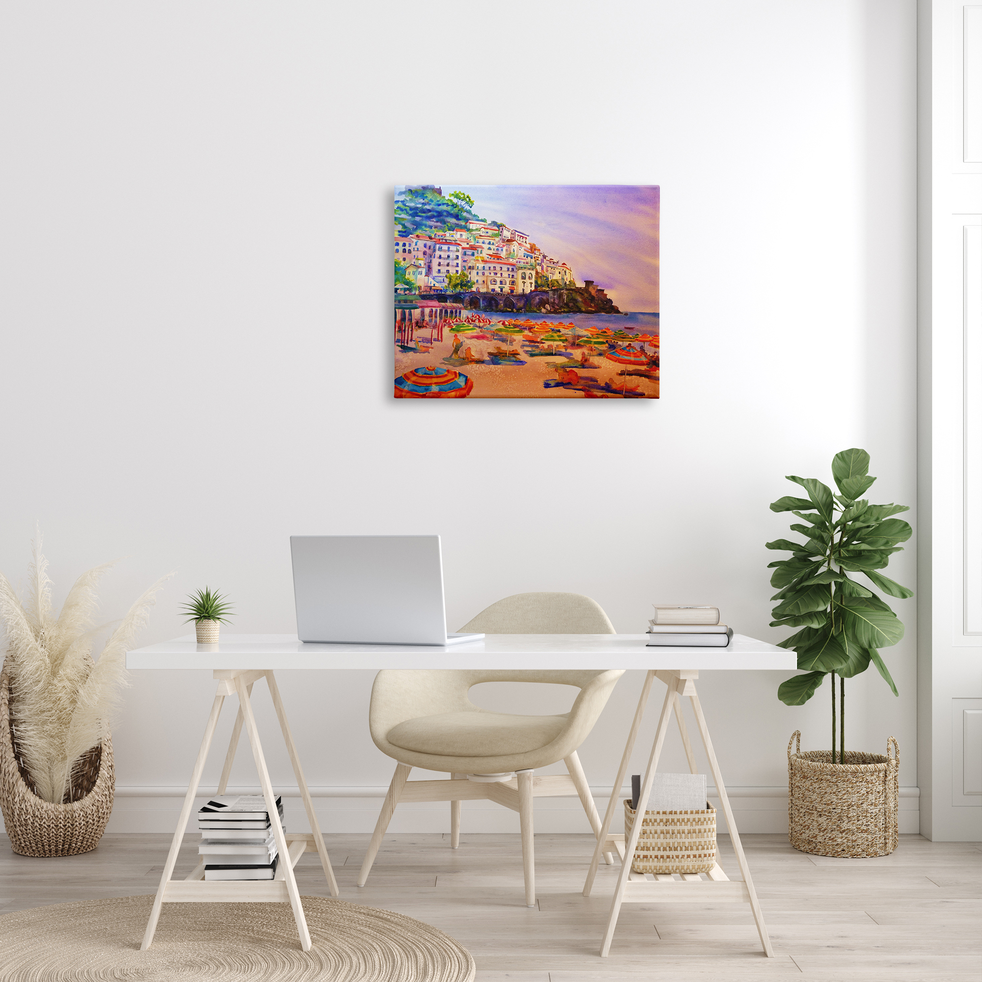 Stupell Industries Summer Beach Landscape Nature Painting Gallery Wrapped Canvas Print Wall Art, 30 x 24