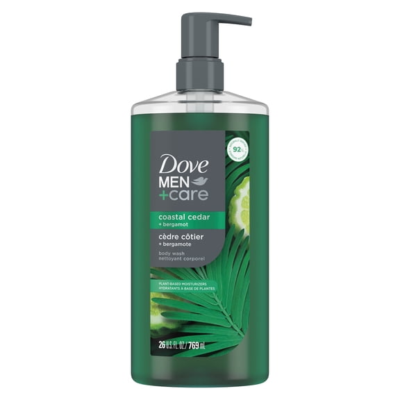 Dove Men Care Body Wash to Rebuild Skin in the Shower Coastal Cedar with Plant-Based Cleansers and Moisturizers, 26 oz