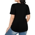 thumbnail image 5 of Womens Tops Women Soild Crew-Neck Cute Tee Short Sleeve Pleated Dressy Casual Scooped Neck T Shirt Tops, 5 of 5