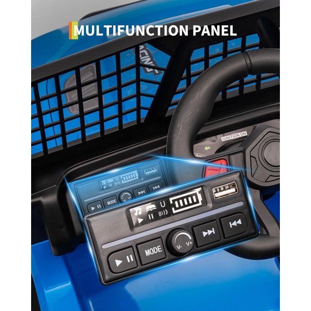 OUYAWEI 12V Electric Ride On Truck with Remote Control Ride On Toy Gift for Boys & Girls Bluetooth Music Player LED Lights for 3-6 Years,Blue