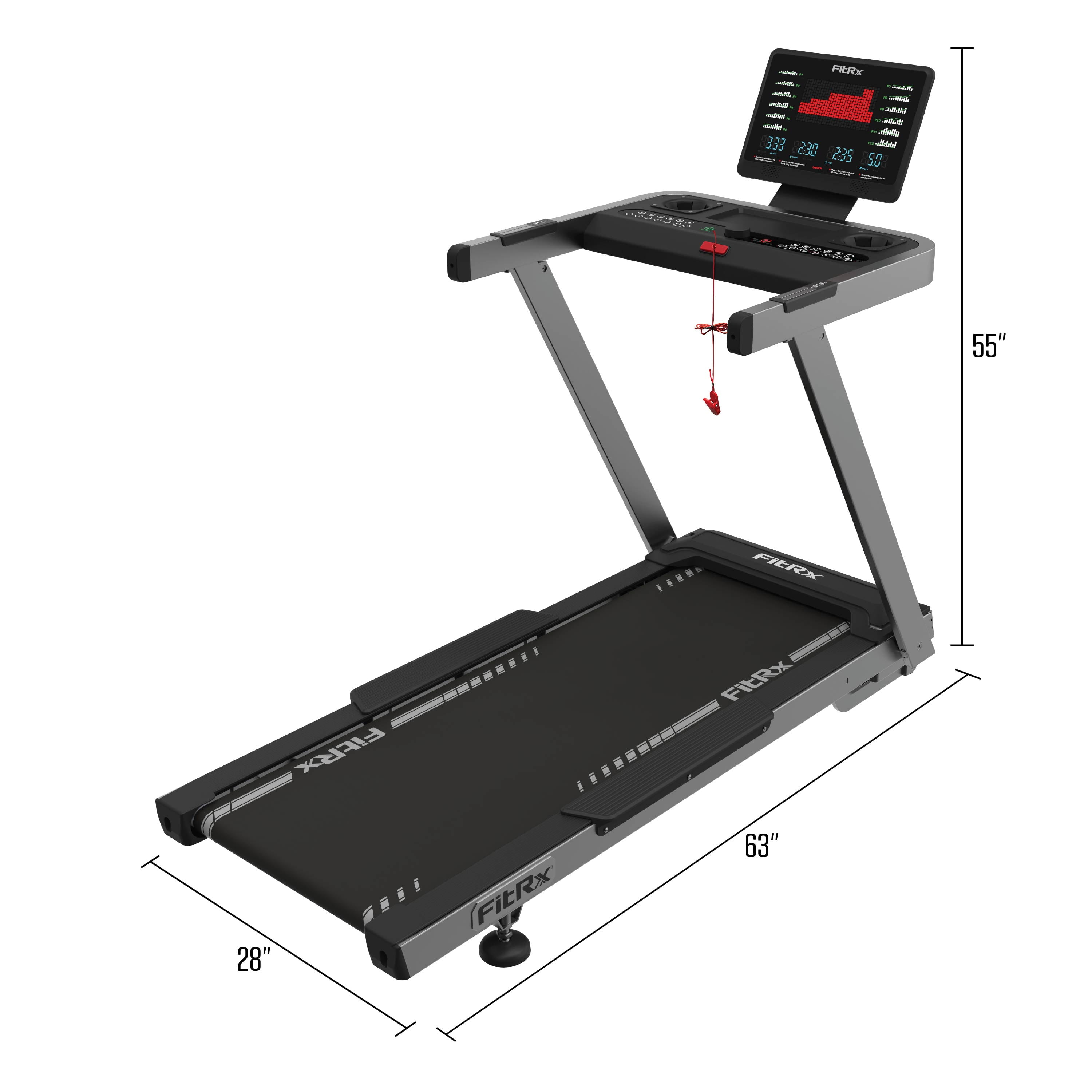 FitRx Velocity Folding Treadmill, 300lbs Capacity Large Foldable