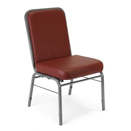 Ofminc School Furniture 300 Lbs Comfort Seat long-lasting Burgundy Vinyl Armless Stack Chair with Silver Vein