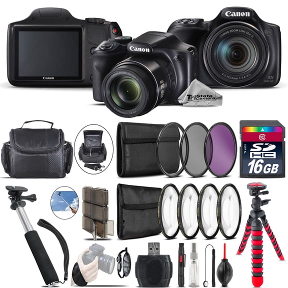 Canon PowerShot SX540 HS Camera   Spider Tripod   Monopad   Case - 16GB Bundle