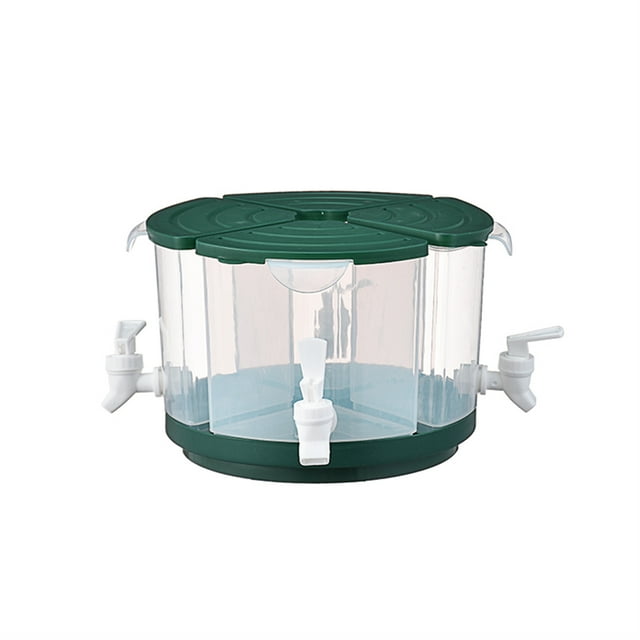 (Green) 5.5L four-compartment rotating water bottle kettle cold water bucket cold brew bottle