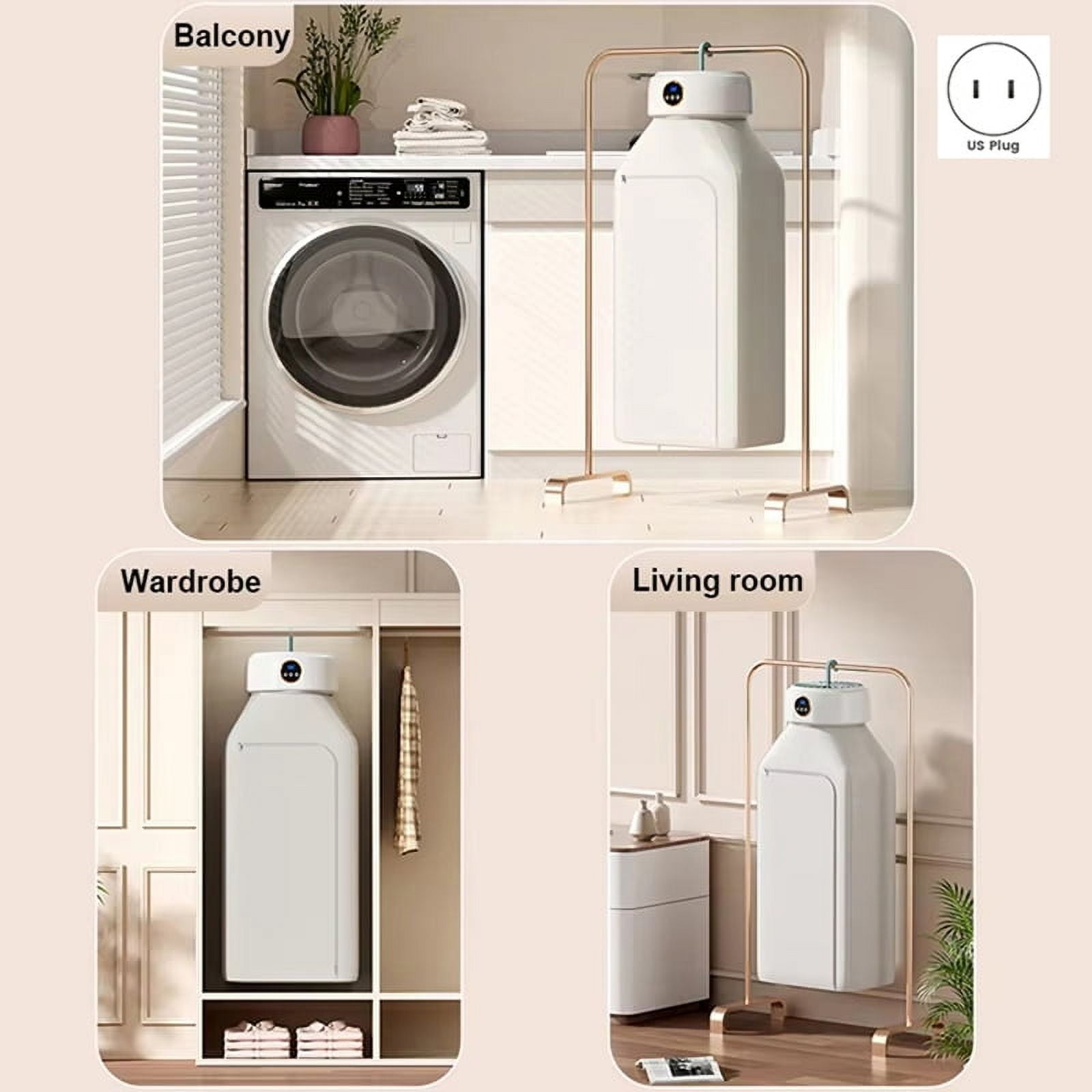 Clothes Dryer with Heater Fan, Travel Garment Drying Hanger Laundry Air Dehydrator with Timing Function US Plug