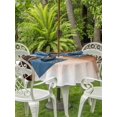 thumbnail image 3 of Outdoor Tablecloth with Umbrella Hole for Patio/Picnic/Party/Camping, Brown Gold Marble Waterproof Table Cloth Round Cover Washable, Modern Simple Abstract Fluid Art (Dia 60"), 3 of 9