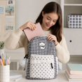 thumbnail image 5 of Girls Plaid Lace Trim Backpack, Large Back To School Bag With Fuzzy Puppy Print & Heart Charm, Multi‑Pocket Anti‑Theft For Campus & Commute (Black), 5 of 5