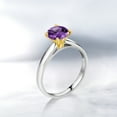thumbnail image 4 of Gem Stone King 1.20 Ct 7mm Round Purple Amethyst 925 Silver and 10K Yellow Gold Ring Ring (Size 6), 4 of 4