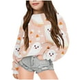 thumbnail image 4 of Mikilon Halloween Kids Print Sweatshirts Long Sleeve Round Neck Shorts/Tops Winter Versatile Warm Blouses ,Size 1-11 Years, 4 of 4