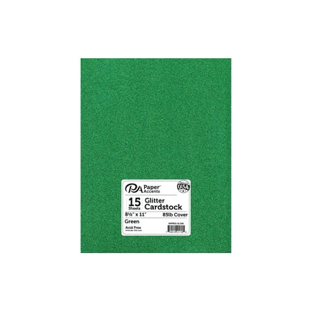 UPC: 0740512411795 | Paper Accents Glitter Cardstock 8.5 x 11  85lb 15pc Green