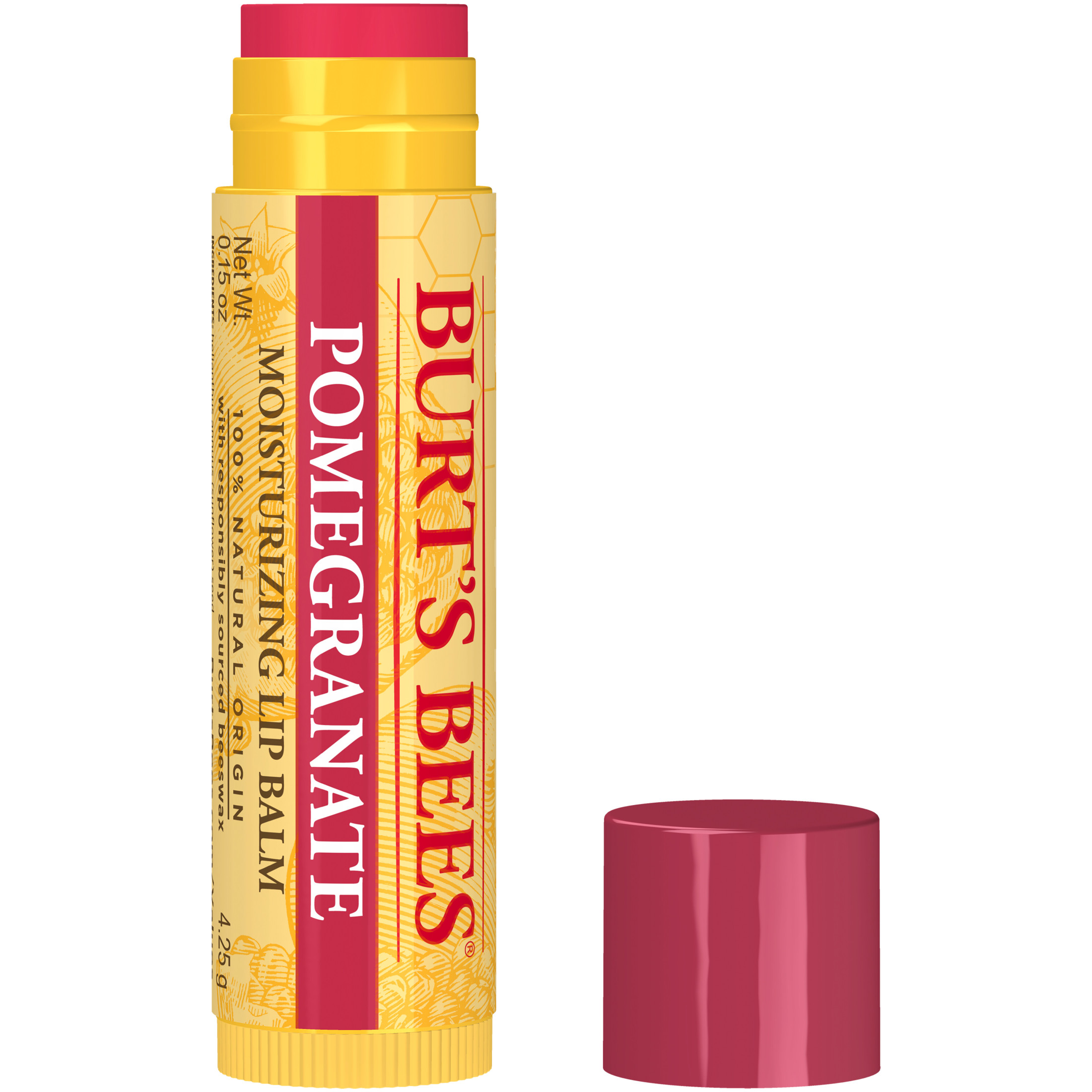 Burt's Bees Pomegranate Lip Balm, Natural Origin Lip Care, 1 Tube, 0.15 oz.