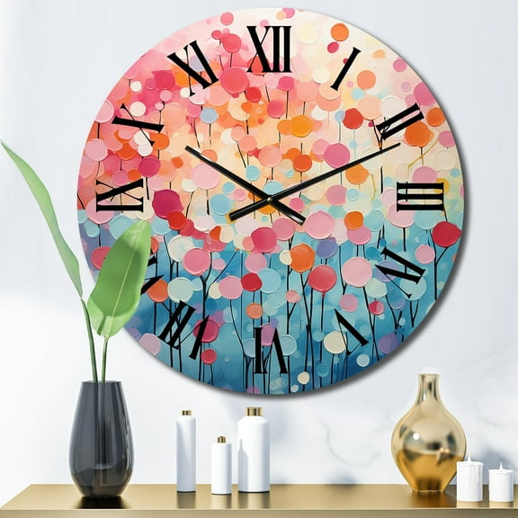 Designart "Candyfloss Dreams II" Abstract Landscape Oversized Wall Clock