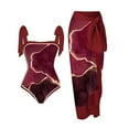 thumbnail image 1 of Maillot de Bain une Pièce pour Femmes avec Jupe de Plage, Paréo, Imprimé Floral Rétro, Ensemble Bikini Deux Pièces, 1 of 4