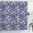 thumbnail image 1 of Ambesonne Navy Shower Curtain, Heart Butterflies Leafs, 69"Wx84"L, Navy Blue and White, 1 of 3