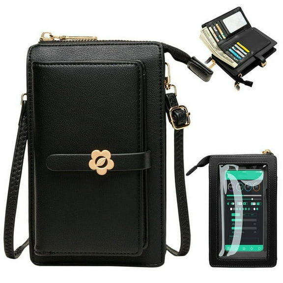 Crossbody Cell Phone Purse for Women，PU Leather with Adjustable Strap Multiple Pockets Lightweight