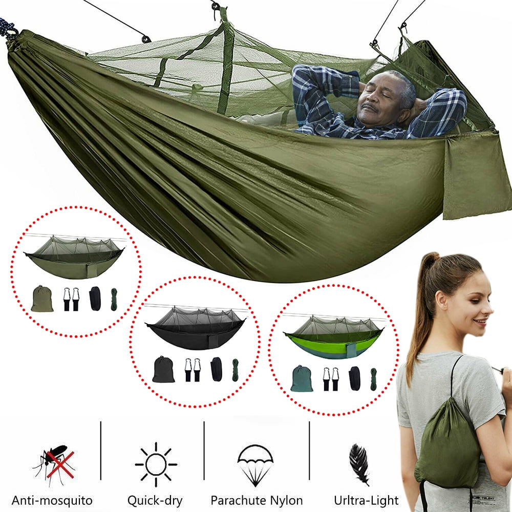 Double Person Outdoor Parachute Nylon Fabric Hammock Travel Camping Sleeping Bag 