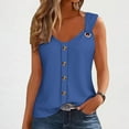 thumbnail image 3 of cocolona Womens Summer Fashion Solid Color Camisole V Neck Button Sleeveless Tank Tops Casual Loose Trendy T-shirts, 3 of 5