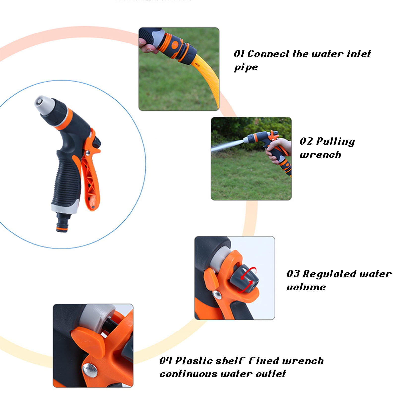 Garden Hose Nozzle, Heavy Duty Hose Nozzle with Adjust Watering Patterns, Multifunctional High Pressure Hose Nozzle Sprayer for Home, Watering Lawns and Garden