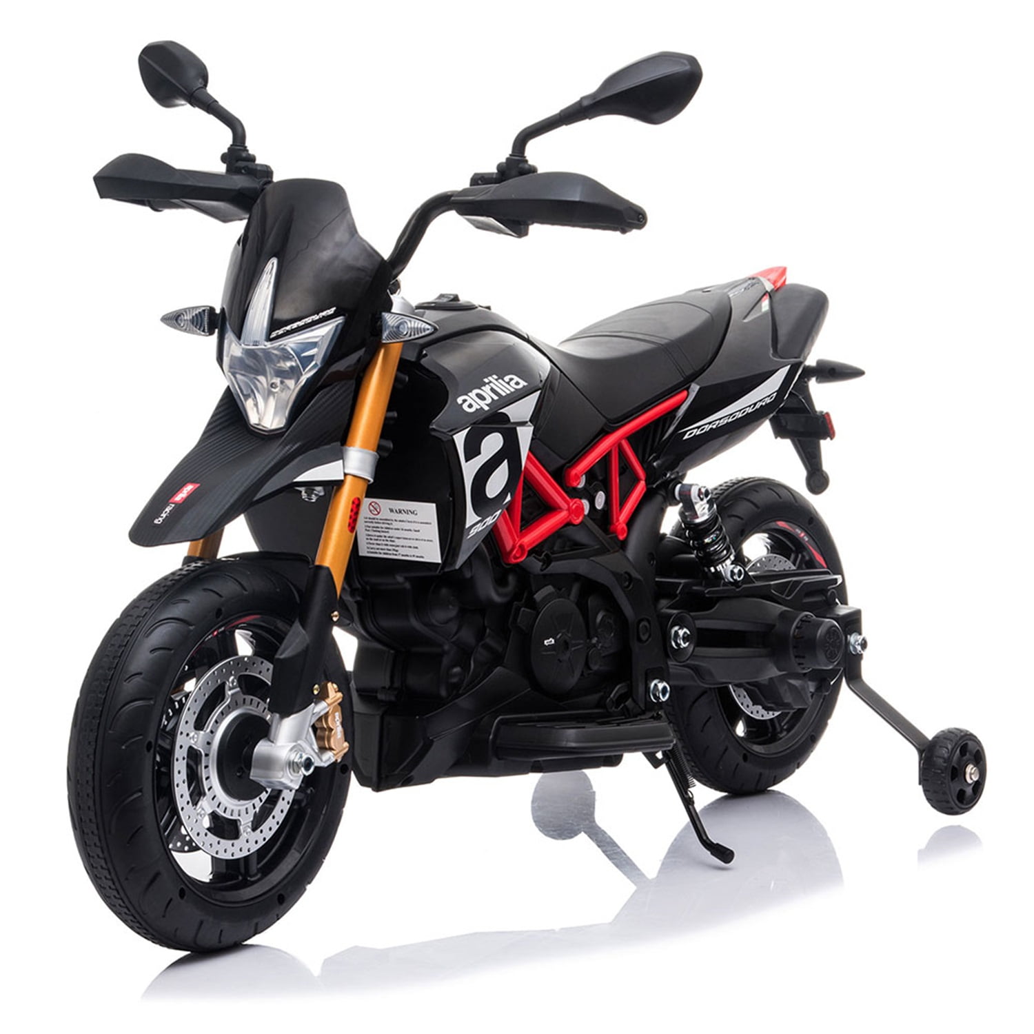 CIPACHO 12V Kids Ride-On Car Electric Battery-Powered Aprilia Licensed Motorcycle Bike Toys w/Training Wheels, Black