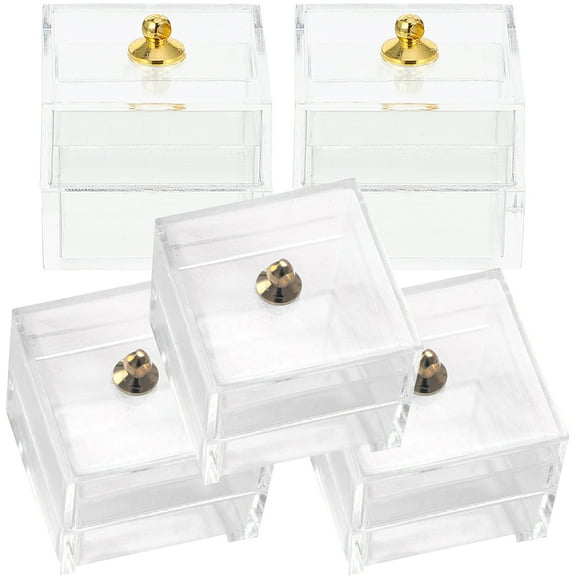 FUTUREORYY Miniature Boxes For Dollhouse Mini Storage Cases Transparent Plastic 5pcs