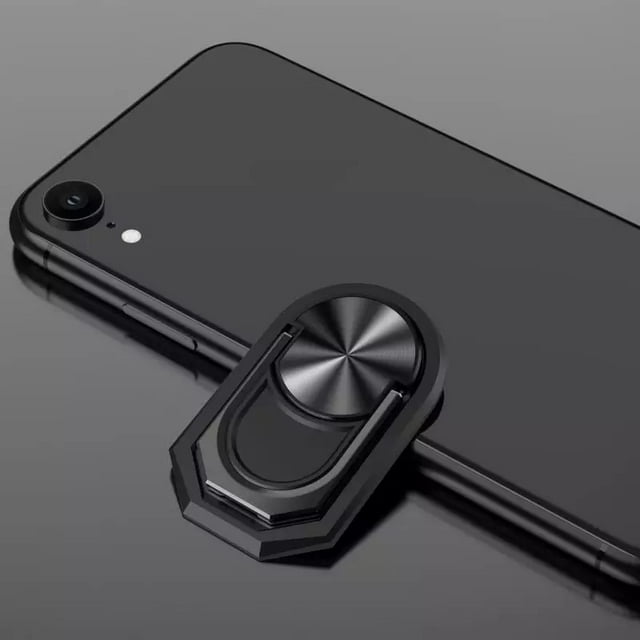 360° Rotation Metal Ring Grip Holder Finger Kickstand for Magnetic Car Mount Compatible with All Smartphone, Black