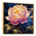thumbnail image 2 of Designart "Pink Peony Surrounded By Gilded Leaves" Poppies Floater Framed Canvas Prints, 2 of 5
