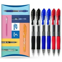 Pilot G-2 Retractable Gel Ink Rollerball Pens - 1.0mm Nib - Pack of 6 - Black, Blue, Red