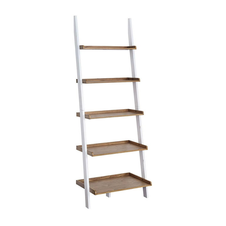 American Heritage Bookshelf Ladder in Driftwood White Convenience Concepts