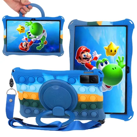 Tablet Cover For Xiaomi RedMi Pad SE 11"2023 10.61 Case 360 Rotating Stand Cover Funda Mipad 5 6 Pro 11 Kids Soft Silicone Shell Dark Blue-strap-pen Xiaomi 6 11 Pro11in