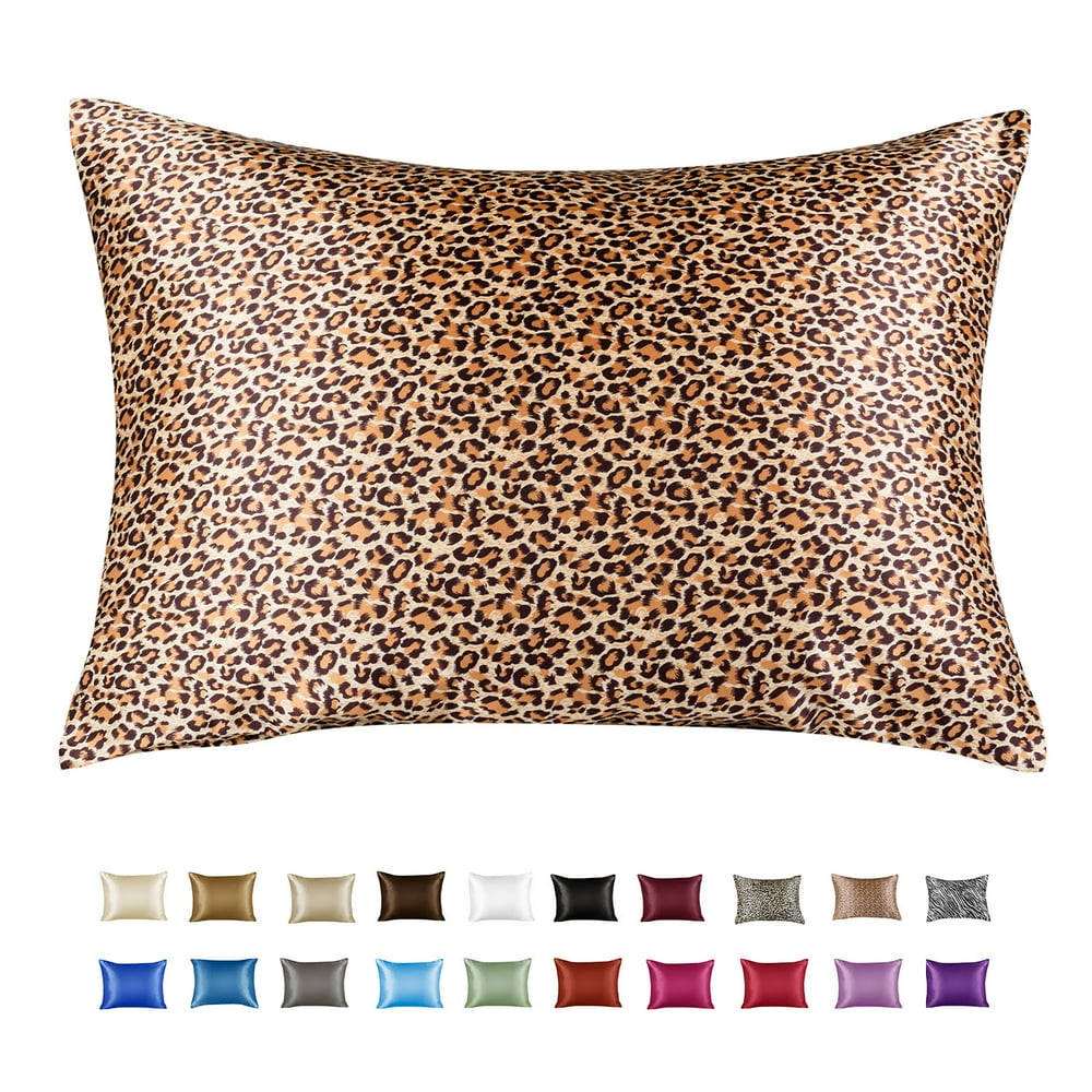 Satin Pillowcase for Hair And Skin Queen Satin Pillowcase with Zipper, Leopard Print