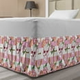 thumbnail image 1 of Nautical Bed Skirt, Watercolor Art Marine Skull and Anchor with Roses Vintage Feminine Pattern, Elastic Bedskirt Dust Ruffle Wrap Around for Bedding Decor, 4 Sizes, Pink Green White, by Ambesonne, 1 of 2