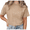 1-Brown, variant on Women's Beige Celestial Moon Stars Vintage Washed T-Shirt Short Sleeve S-2XL Relaxed Fit Top