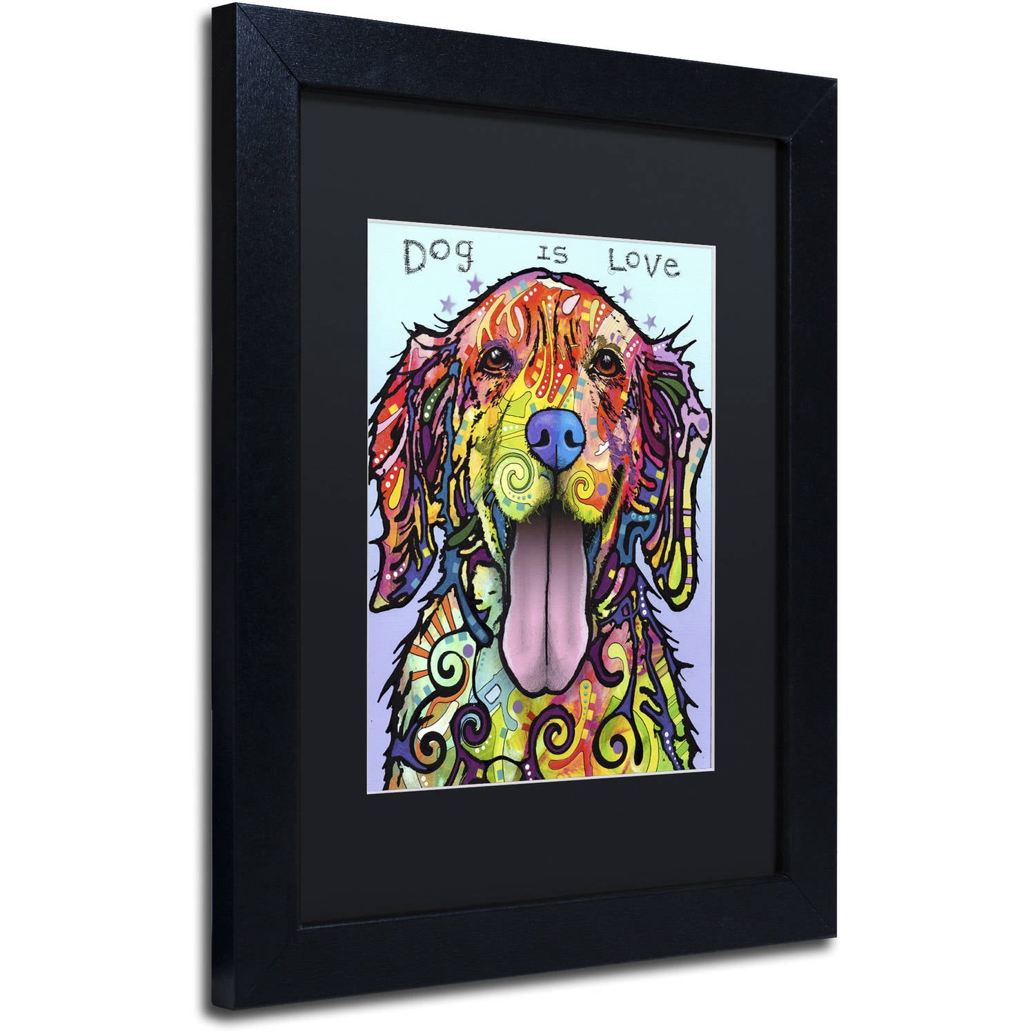 Trademark Fine Art 'Dog Is Love' Canvas Art by Dean Russo, Black Matte, Black Frame