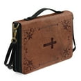 thumbnail image 2 of FORUDESIGNS Brown Cross Floral Bible Cover Lightweight Bible Case Waterproof Study Scripture Bag with Zipper Pocket Bible Organizer Case Bible Journaling Supplies, M, 2 of 7