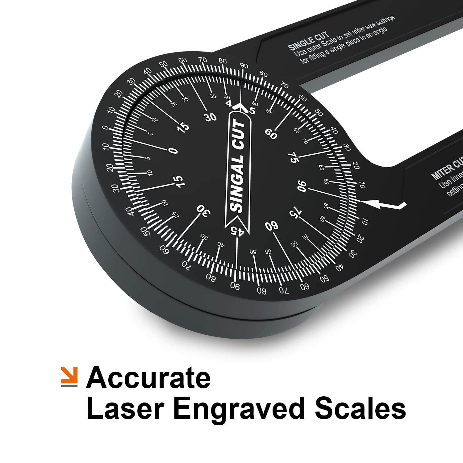 Aluminum Miter Saw Protractor, 7.3 Inch Angle Finder Featuring Precision Laser Engraved Scales Woodworking Lightning Measure Tool with 360 Degree Rotation Function for Carpenters