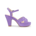 thumbnail image 3 of BLISSFUL STEP Women's Fashion Platform Strap Slingback Chunky Heel Open Toe Sandals Light Purple 7, 3 of 7