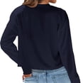thumbnail image 2 of Long Sleeved Women Cropped T-Shirts Round Neck Drop Shoulder Crop Solid Casual Crop Tops, 2 of 3