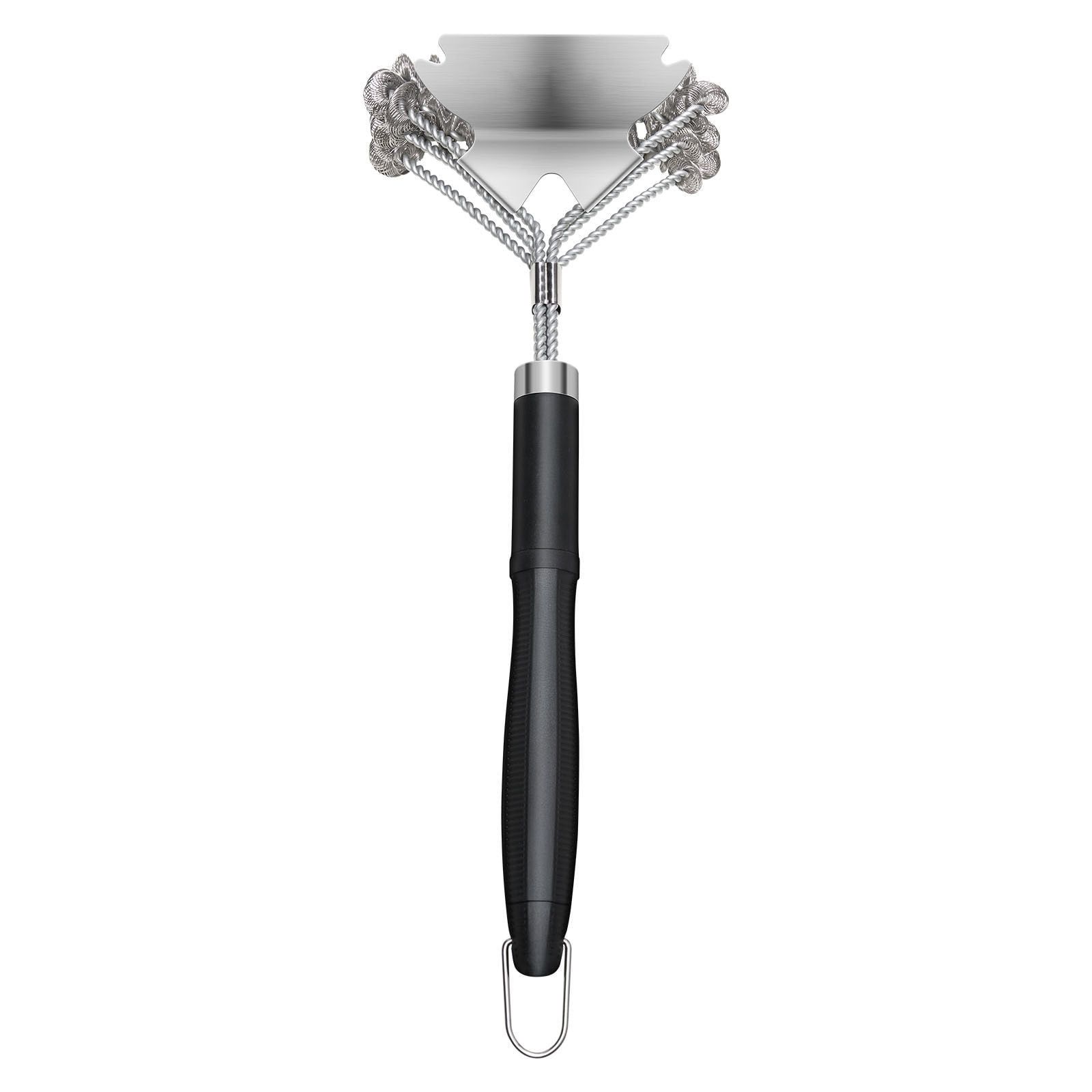 17 Brushless Grill Brush with Scraper, Stainless Steel Grill Mesh Cleaner for Enamel and Charcoal Ovens