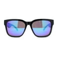 thumbnail image 2 of Kush Color Mirror Mens Oversize Horn Rim Hipster Sport Plastic Sunglasses Shiny Black - Teal Mirror, 2 of 4