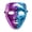 A004- D, variant on Mask Full Face Disco Mirror Reflective Two Tone for Halloween Masquerade Disco Party Stage Performance Rave Music Festival Accessory