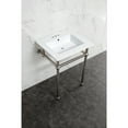 thumbnail image 2 of Kingston Brass KVBH25227W4B8 Templeton 25" Ceramic Console Sink with Brass Legs (4-Inch, 3-Hole), White/Brushed Nickel, 2 of 6