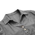 thumbnail image 3 of NAFUU Ladies Blouse Solid Color Lapel Casual Short Sleeve Linen Blend Breathable Button Down Lapel Everyday Comfort Blouses For Women, 3 of 5