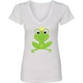 thumbnail image 3 of Inktastic Cute Frog, Green Frog, Crown, Frog Prince Women's V-Neck T-Shirt, 3 of 5