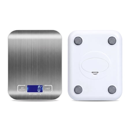 Digital Food Scale with Stainless Steel Platform, High-Precision Kitchen Scale for Baking and Meal Prep, Slim Compact Design for Apartment Living, 11lb Capacity, Champagne Silver